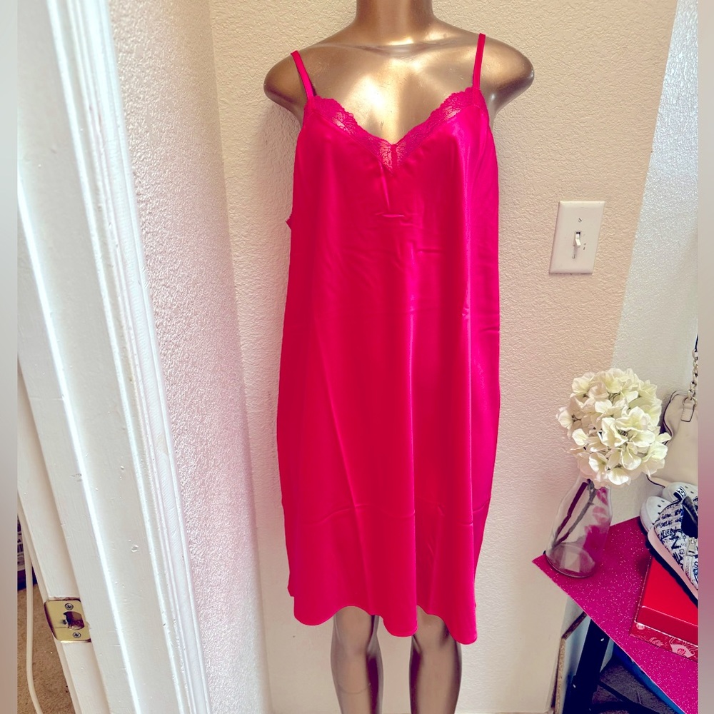 I.N.C. Plus size lace trim satin “ XL” Chemise NEW